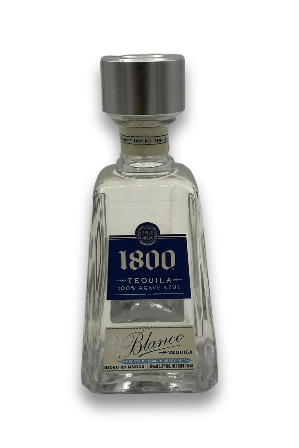 1800 Silver Tequila 100ml bottle with faceted glass and silver cap