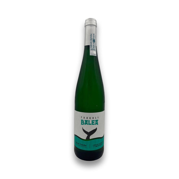 Balea Txakoli White 2025 organic wine bottle with teal and white label