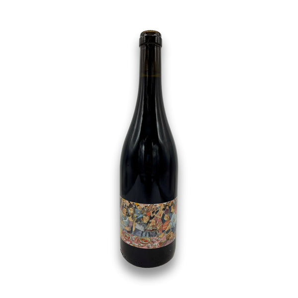 Cellier de la Baraterie Jour de Fete 2022 red wine bottle with illustrated label featuring festive gathering scene