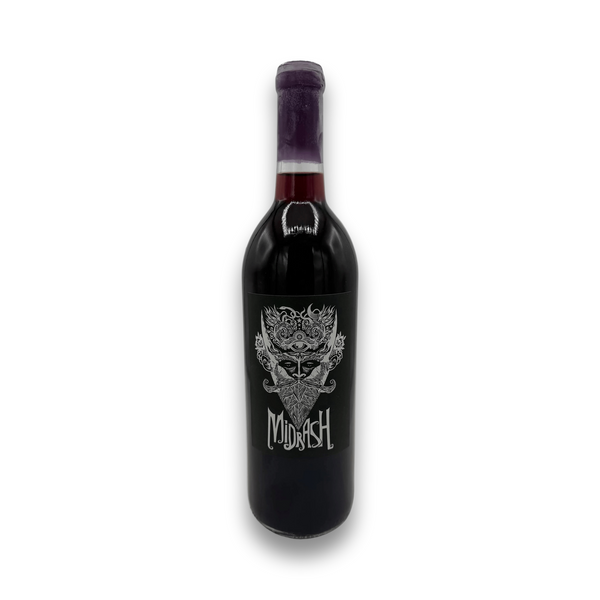 Chertok Wines Midrash Vermont Red NV orange wine bottle with ornate bearded face label