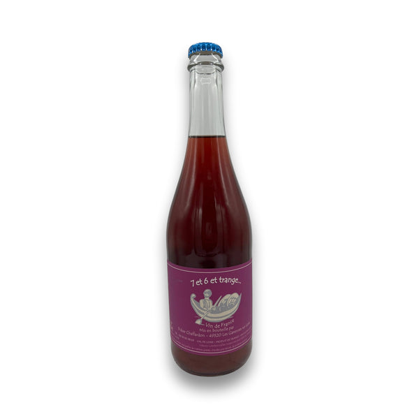 Didier Chaffardon 7 et 6 et Trange VDF Red 2024 natural wine bottle with matte purple label and boat illustration