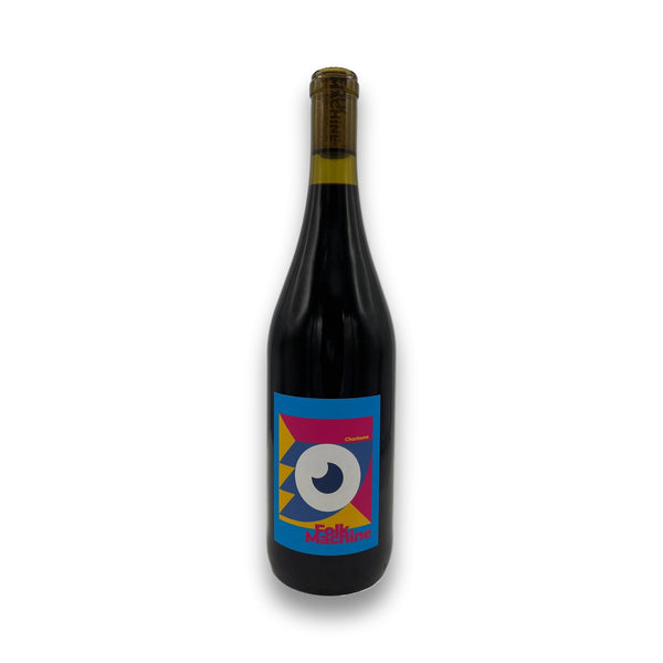 Folk Machine Charbono Suisun Valley 2022 red wine bottle with colorful geometric label