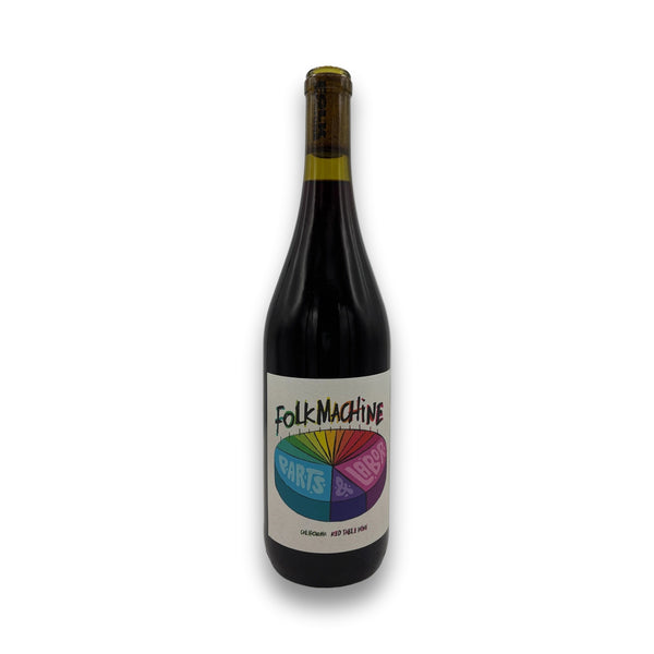 Folk Machine Part & Labor 2023 California red wine bottle with colorful pie chart label