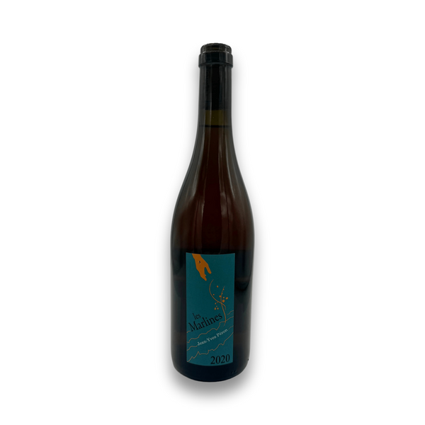 Wine bottle with a blue label on a white background