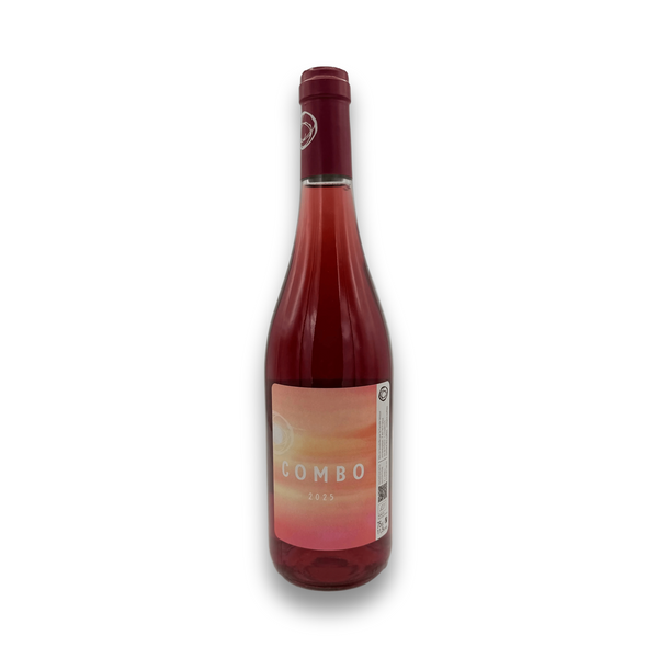 La Famille Mosse VDF Combo 2025 organic red wine bottle with peach-to-pink label and dark foil capsule