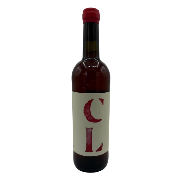 Wine bottle with a red cap and label on a white background