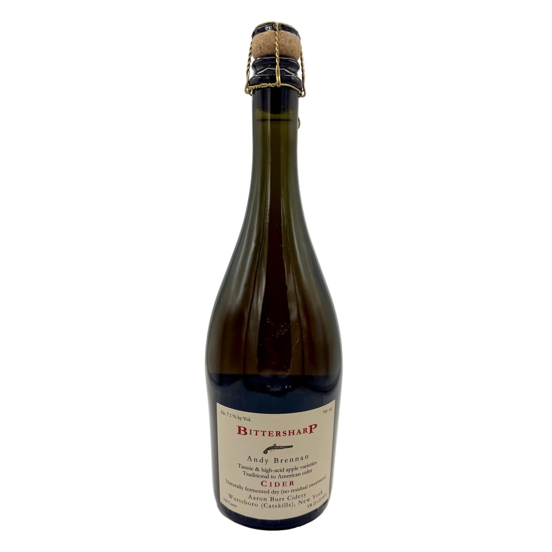 Aaron Burr Bittersharp 2021 Cider. 750ml bottle with a minimalist label on a white background.