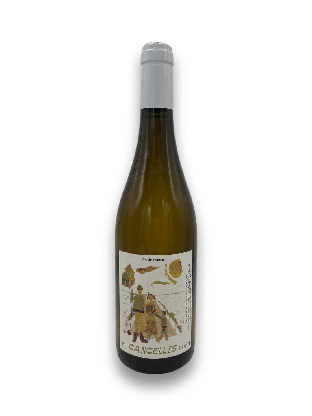 Cancellis Blanc 2022 red wine bottle with earthy illustrated label and Bordeaux shape