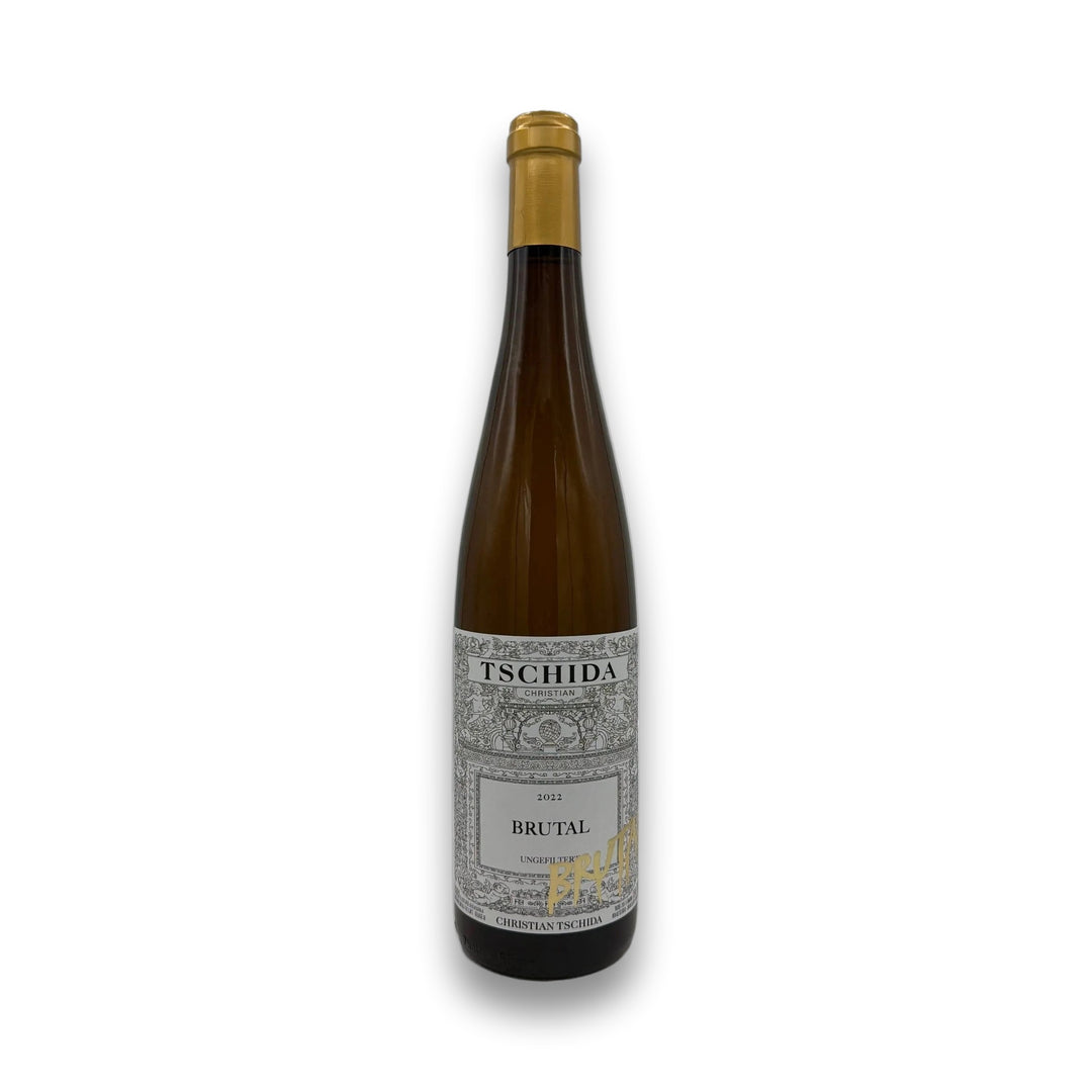 Christian Tschida Brutal White 2022 Austrian organic white wine bottle with ornate label