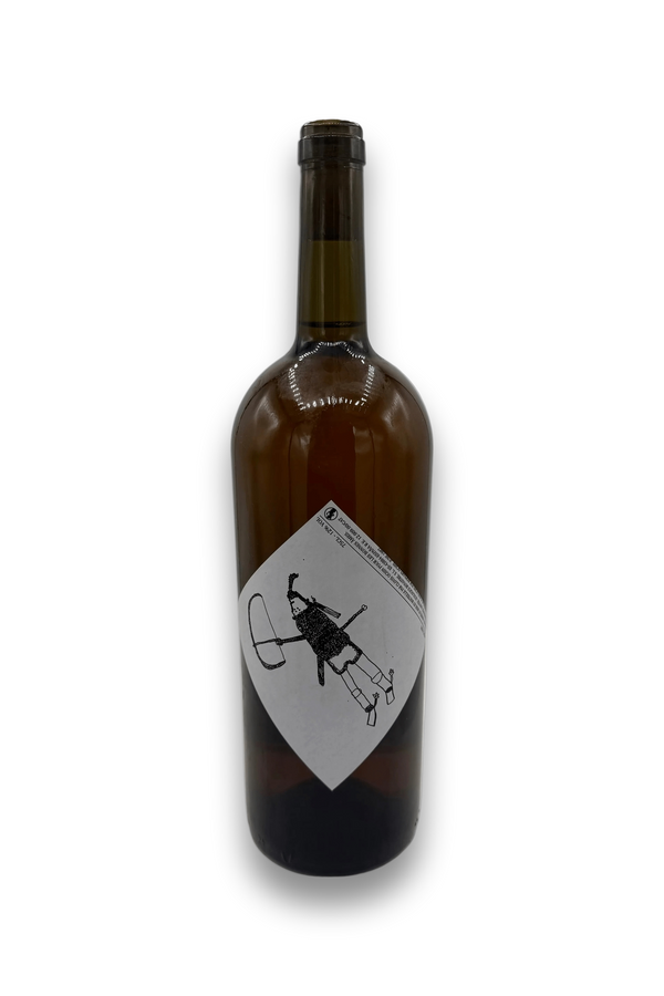 Clovis Ochin Merci Papa Grenache Blanc Reserve 2023 1.5L magnum with diamond label and stylized figure