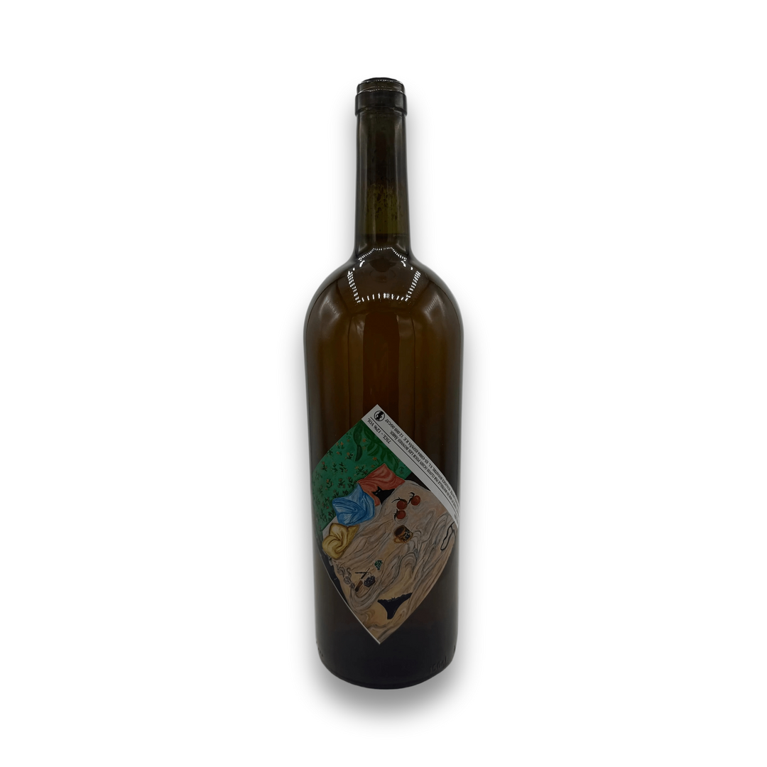 Clovis Ochin Mira Mira Macabeo Jus de Goutte 2023 white wine bottle with colorful artistic label