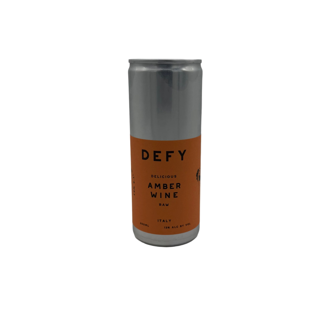 Defy Amber Wine Italy 250ml vegan orange wine can with matte label