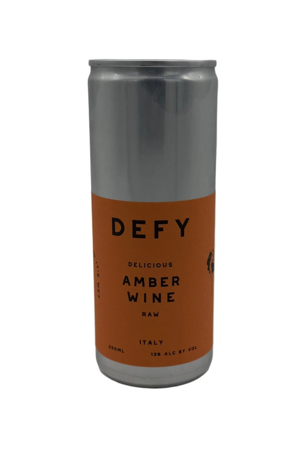 Defy Amber Wine Italy 250ml vegan orange wine can with matte label