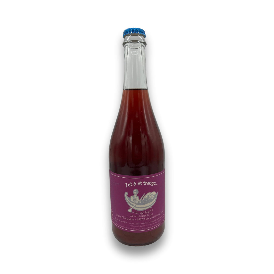 Didier Chaffardon 7 et 6 et Trange VDF Red 2024 natural wine bottle with matte purple label and boat illustration