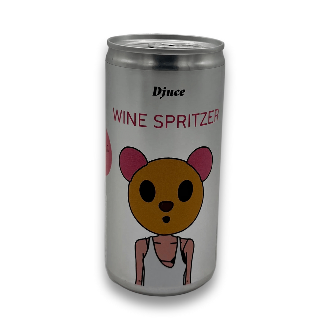 Djuce Core Rose Spritzer canned wine with bear logo