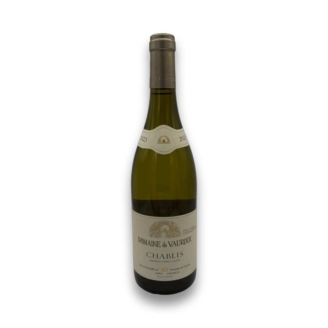 Domaine De Vauroux 2023 Chablis white wine bottle front view