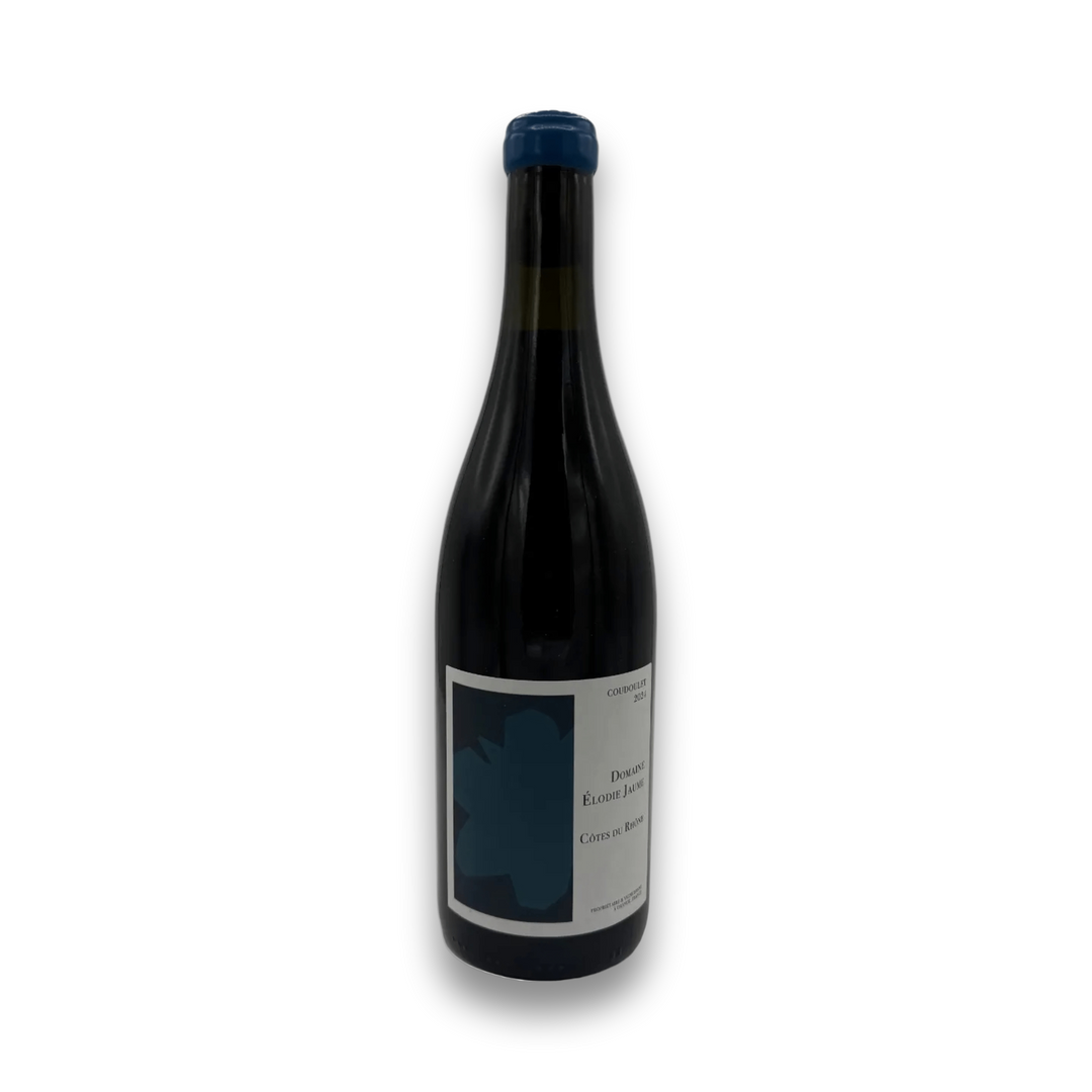 Elodie Jaume Coudoulet Cotes-du-Rhone Rouge 2024 red wine bottle with teal floral label