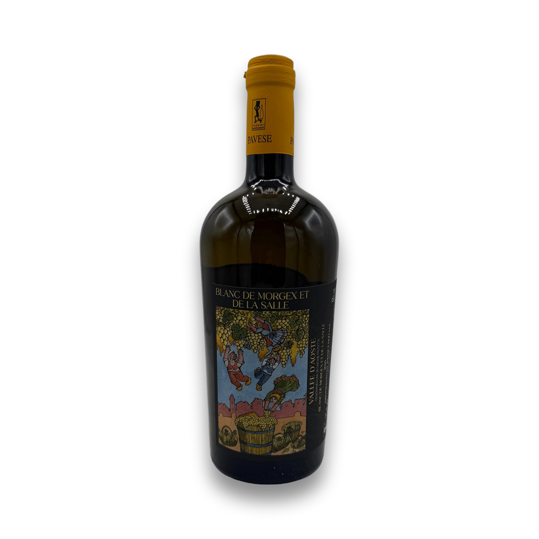 Ermes Pavese Blanc de Morgex et de la Salle 2025 white wine bottle with black label and gold text