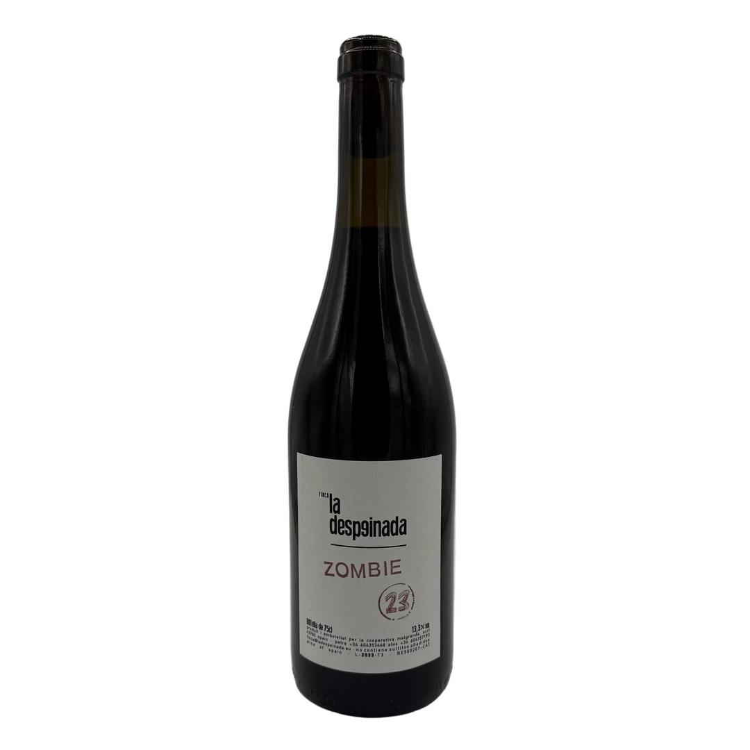 Wine bottle with a label illustrating the text &