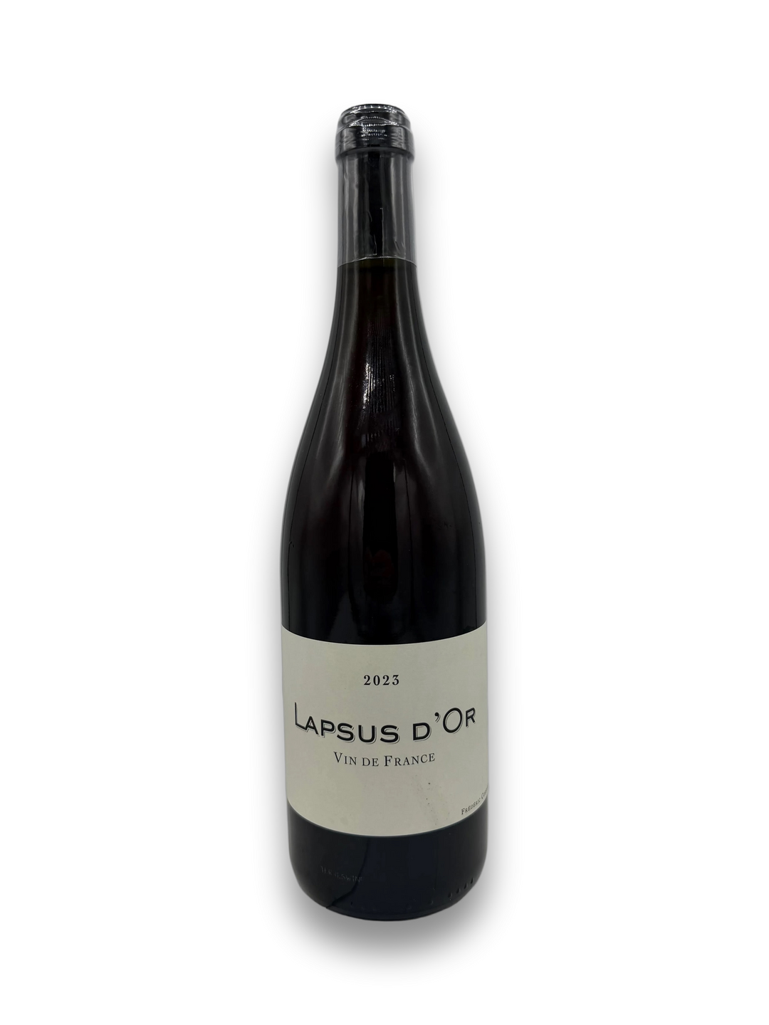 Frederic Cossard Ploussard Lapsus d'Or 2023 red wine bottle with beige label