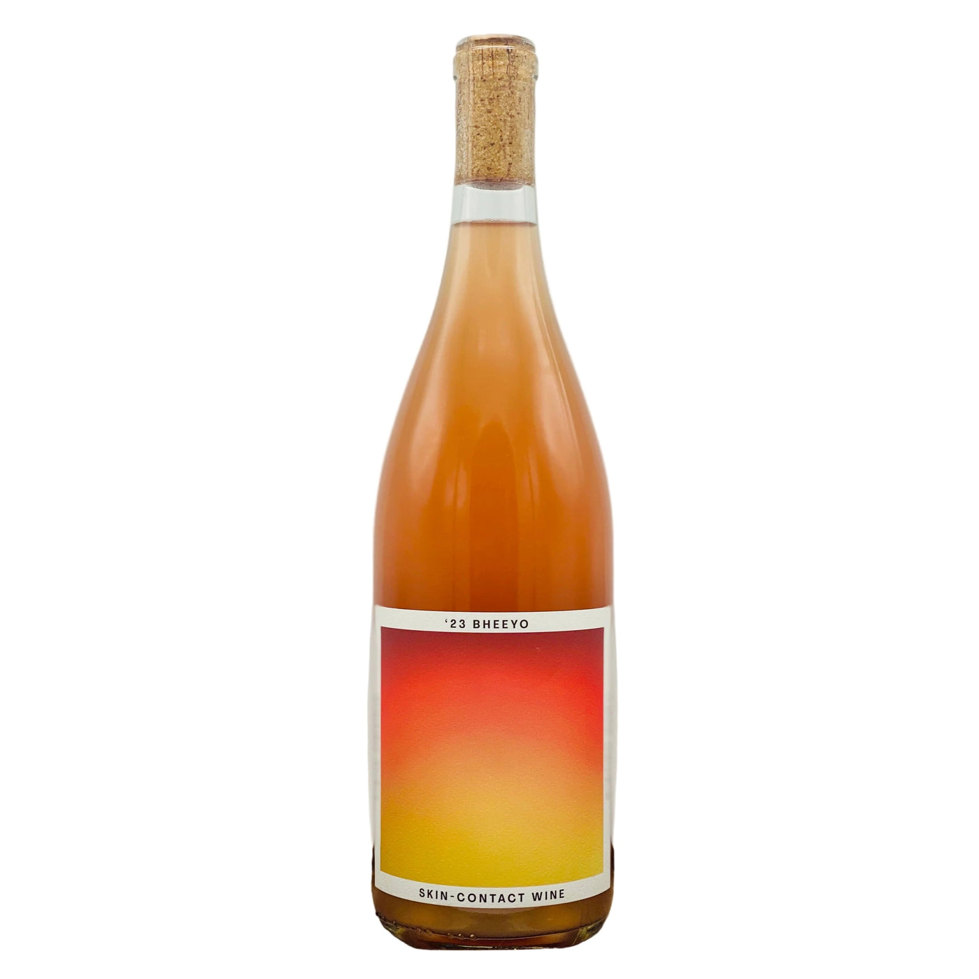 Wine bottle with a gradient label on a  white background