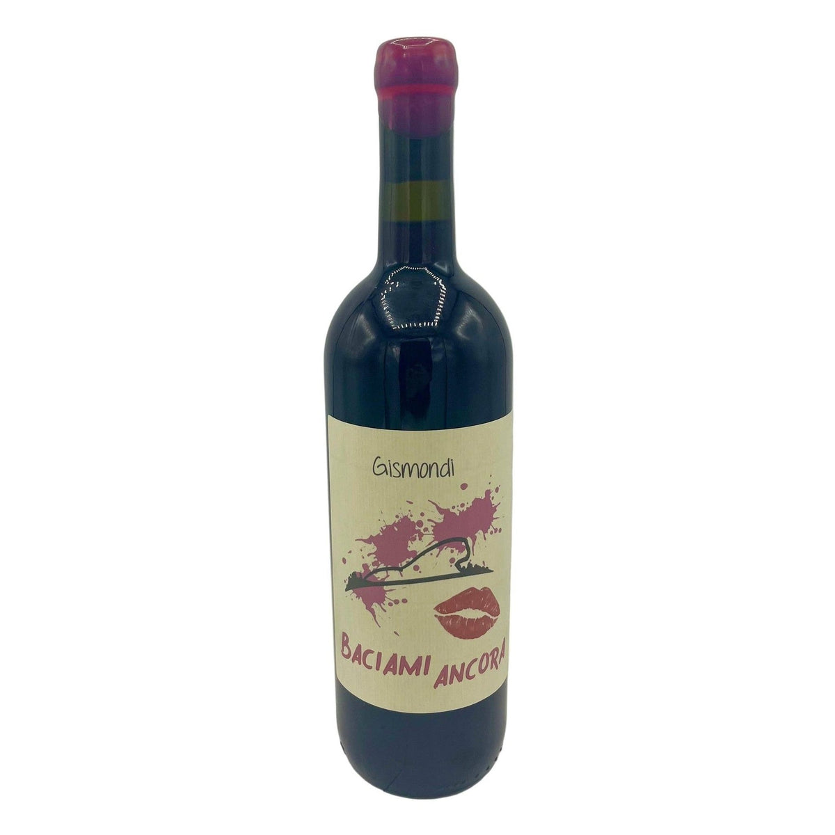 Rose Wine bottle with a decorative light pink label on a white background