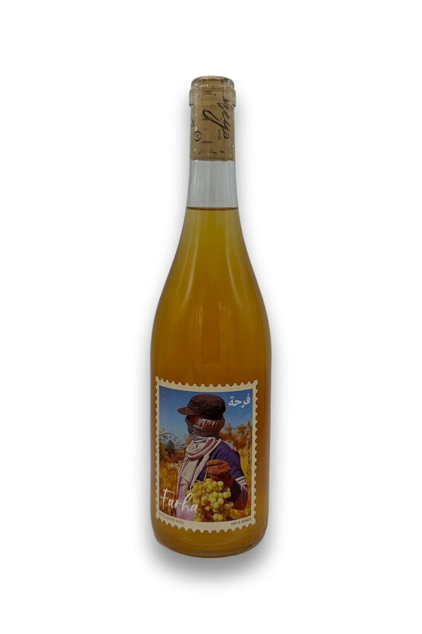 Heya Farha Lebanon Apple Grape Orange Wine 2023 bottle with postage stamp label