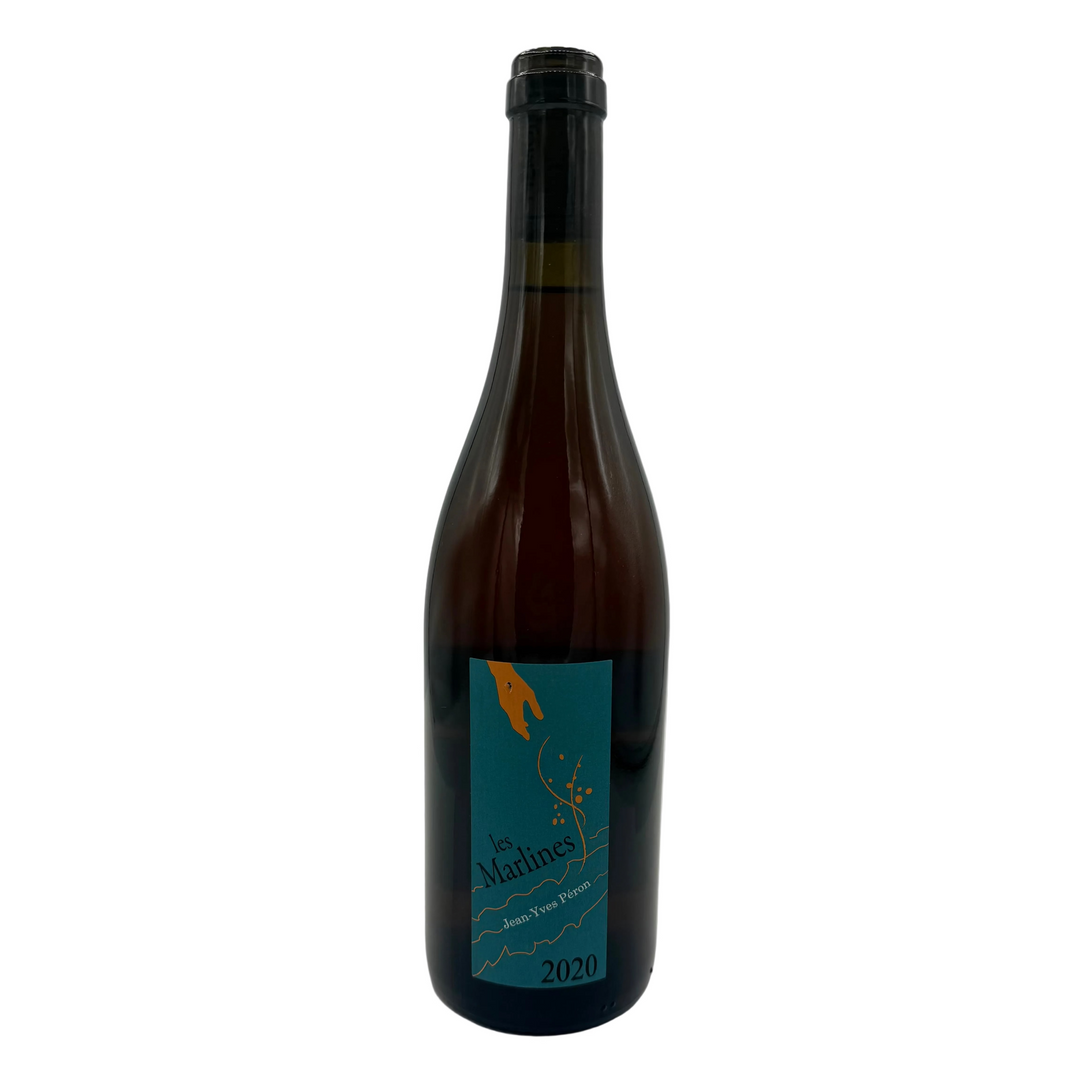 Wine bottle with a blue label on a white background
