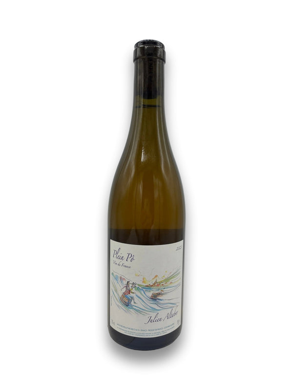 Julien Altaber Plein Po 2020 Aligoté white wine bottle with watercolor boat label