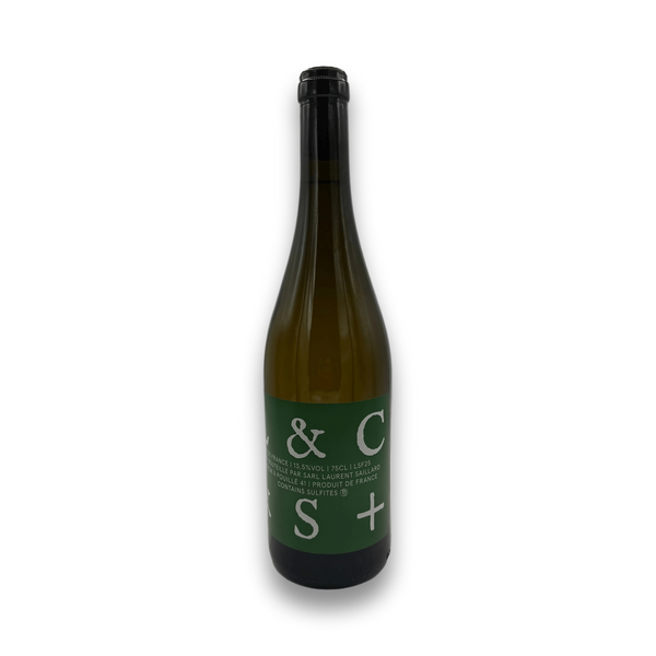 Laurent Saillard L & C & S + VDF 2025 natural Sauvignon Blanc wine bottle with green glass and minimalist label