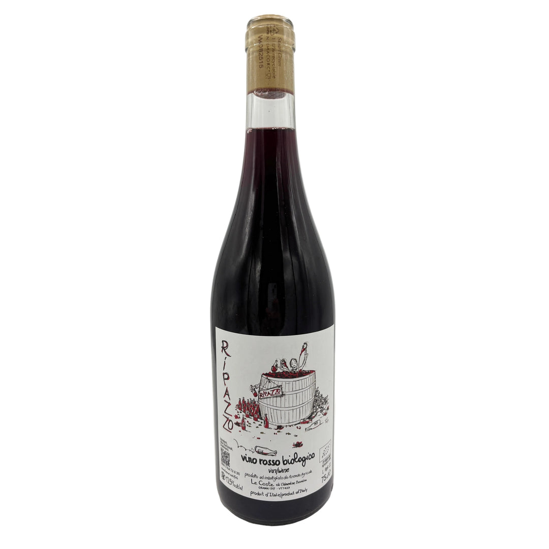 Bottle of Le Coste Ripazzo Rosso, a natural Italian red wine from Lazio made using the ripasso method with volcanic-soil grapes.