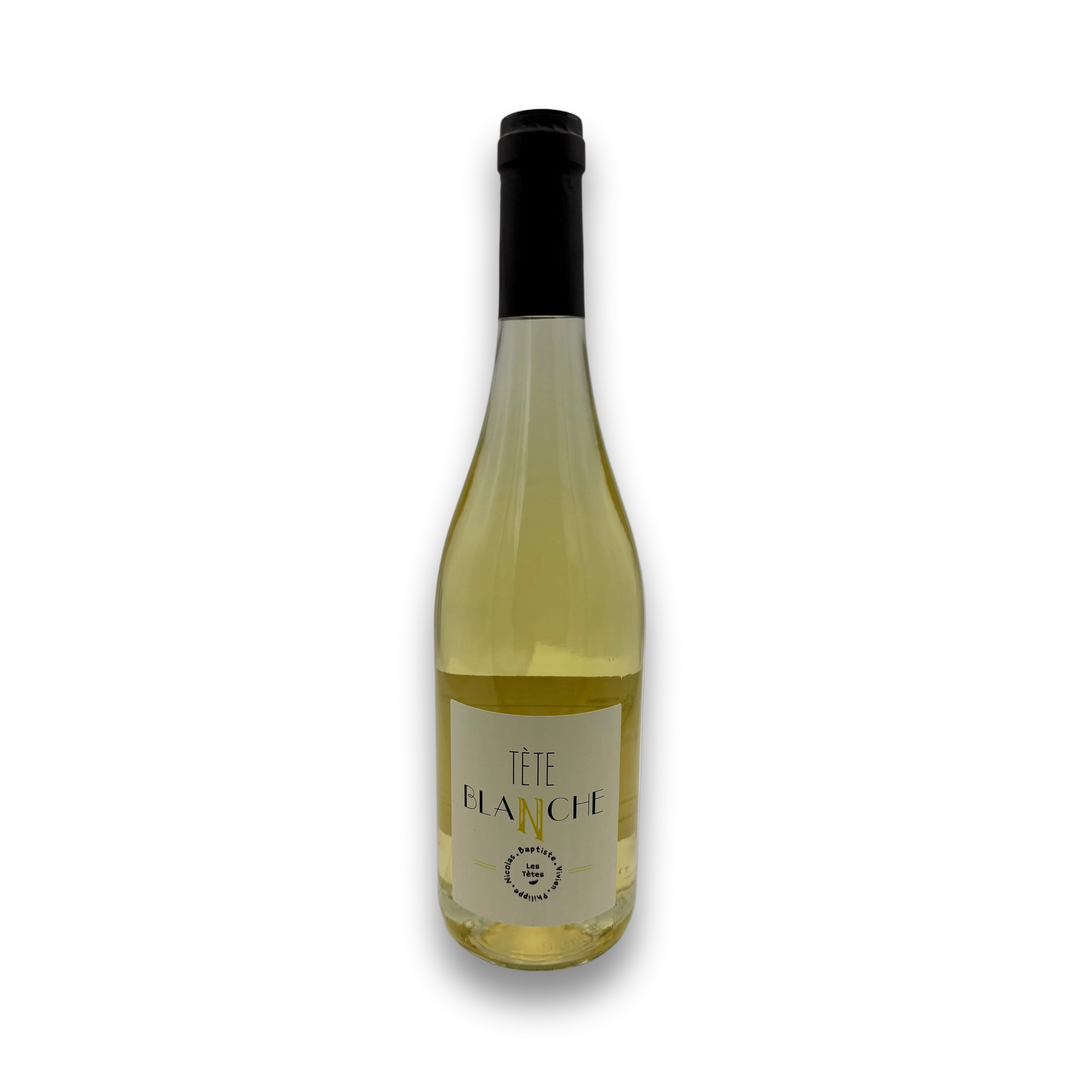 Les Tetes Tete Blanche VDF 2023 white wine bottle with cream label and gold lettering