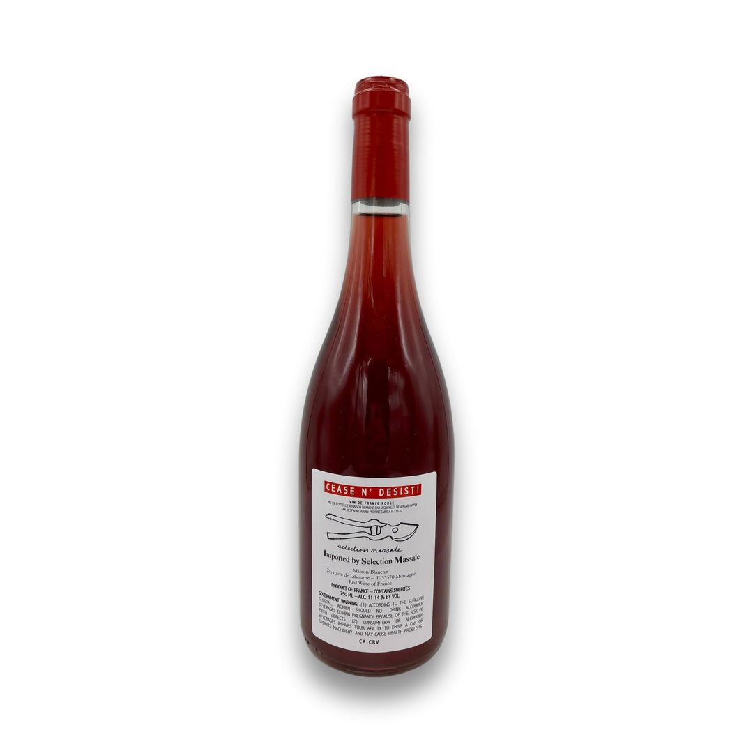 Maison Blanche Cease and Desist VDF 2023 Bordeaux red wine bottle with pruning shears label