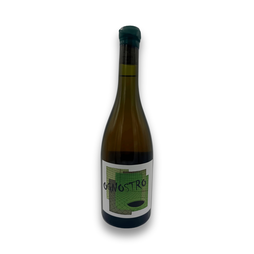 Marco Tinessa Greco di Tufo 2024 Ognostro white wine bottle with geometric green label and clay amphora design