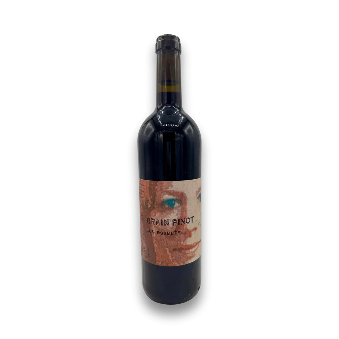 Marie-Therese Chappaz Grain Pinot Les Esserts 2023 Swiss red wine bottle with portrait label