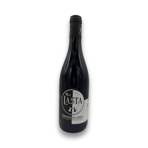 Mas Lasta Terrasses du Larzac 2021 red wine bottle with black and gray label