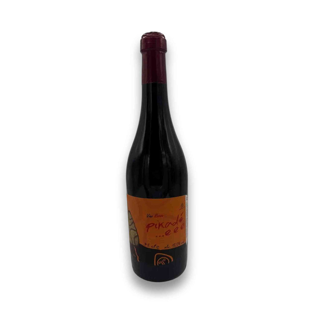 Wine bottle with an orange label on a white background