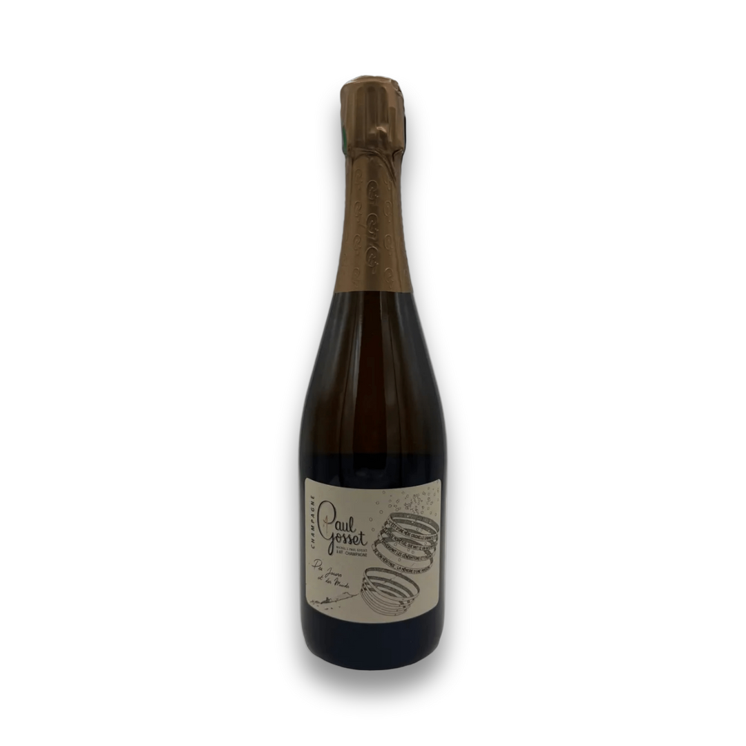 Paul Gosset Des Muids NV Champagne bottle with gold foil neck and beige label