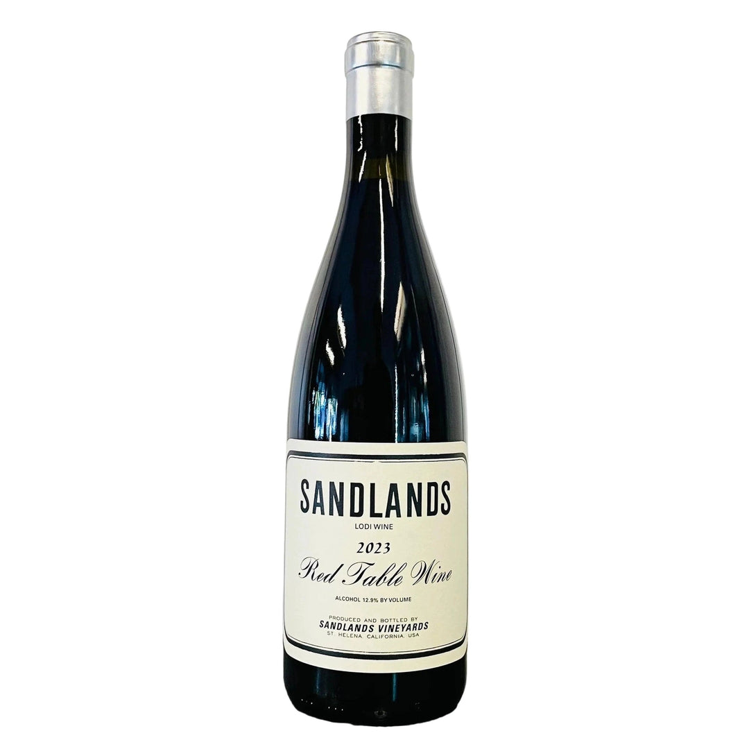 Wine bottle with 'Sandlands' label on a white background