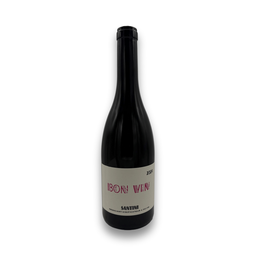 Santini Bon Vin 2024 red wine bottle with beige label and black capsule