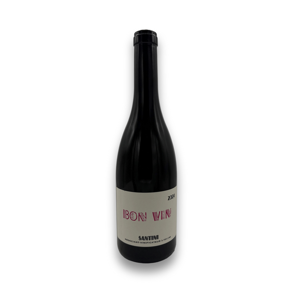 Santini Bon Vin 2024 red wine bottle with beige label and black capsule