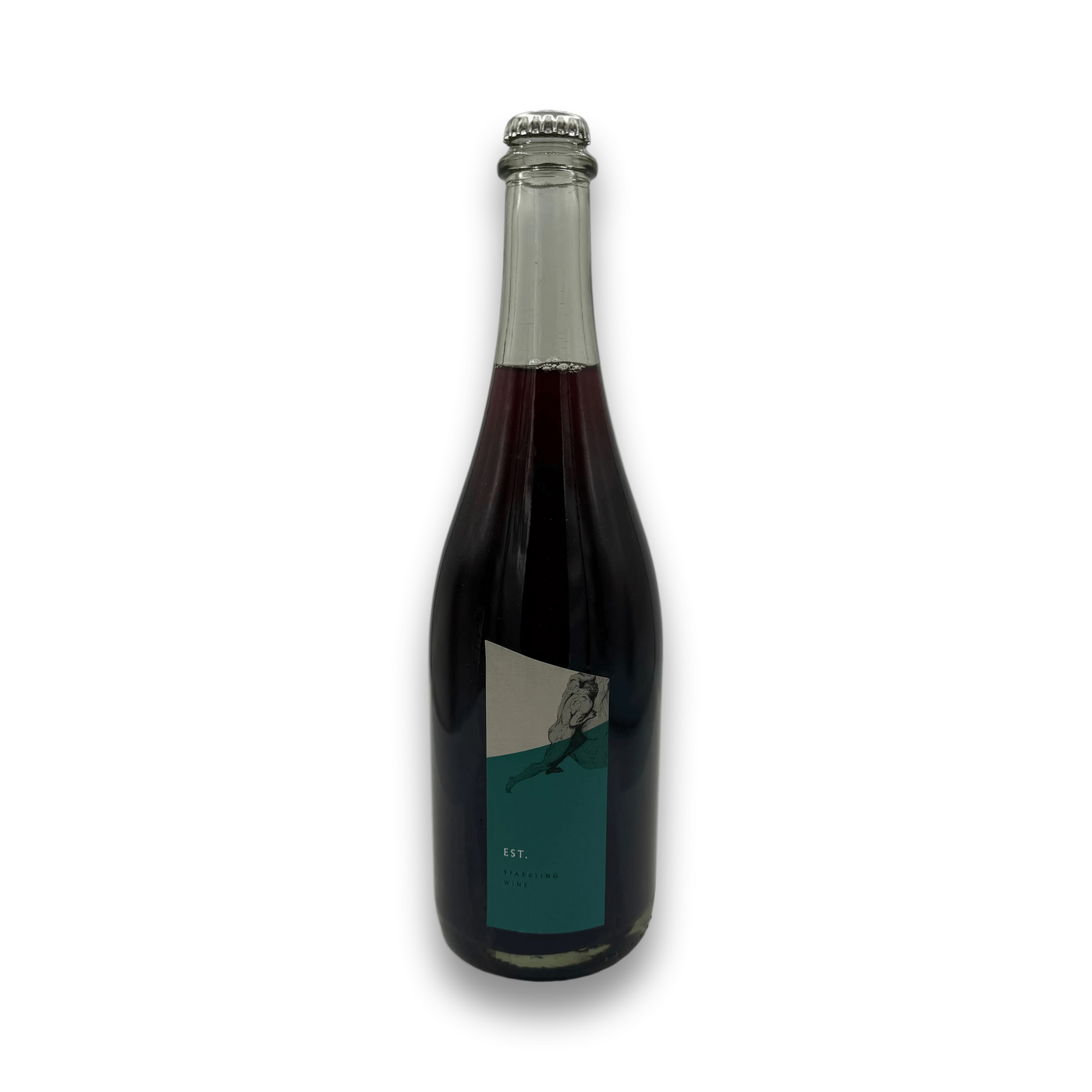 Statera Cellars EST Sparkling Red NV Pinot Noir bottle with diagonal gray and teal label
