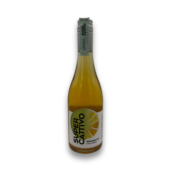 Super Cattivo Bergamotto 500ml Austrian citrus bitter aperitivo in glass bottle with silver cap