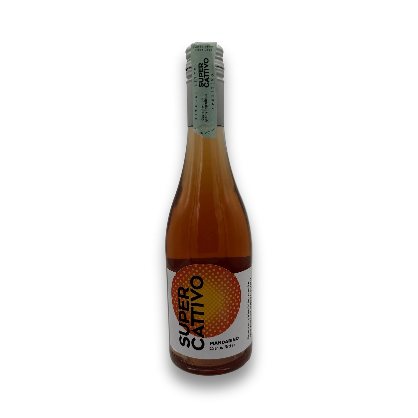 Super Cattivo Mandarino Aperitivo in 500ml glass bottle with biodynamic Austrian citrus label