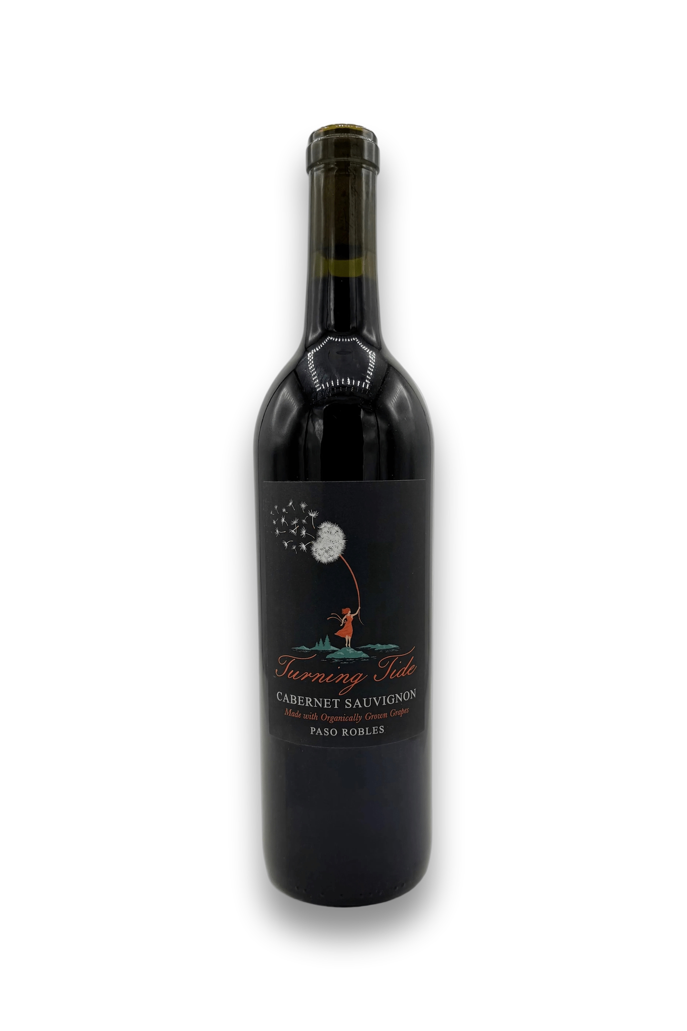 Turning Tide Central Coast Cabernet Sauvignon 2023 bottle with organic label and Paso Robles text