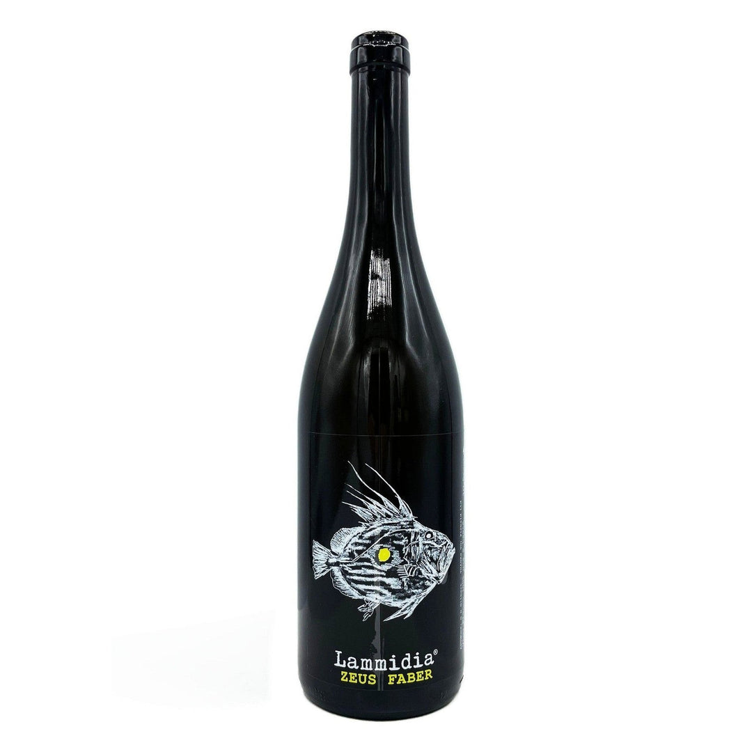 Black bottle with a fish illustration and text on a white background